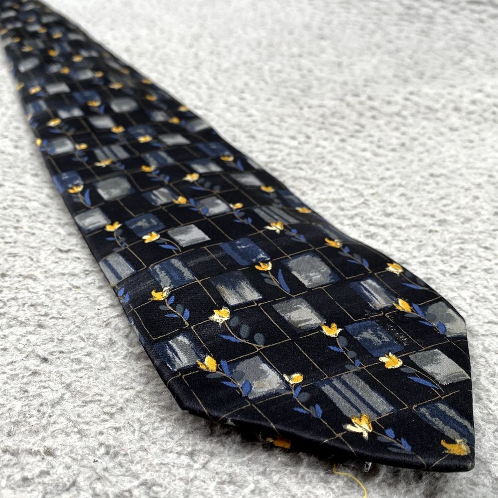 ERMENEGILDO ZEGNA Men's Silk Necktie Blue Floral Classic Corpcore Business 90's - Picture 9 of 11